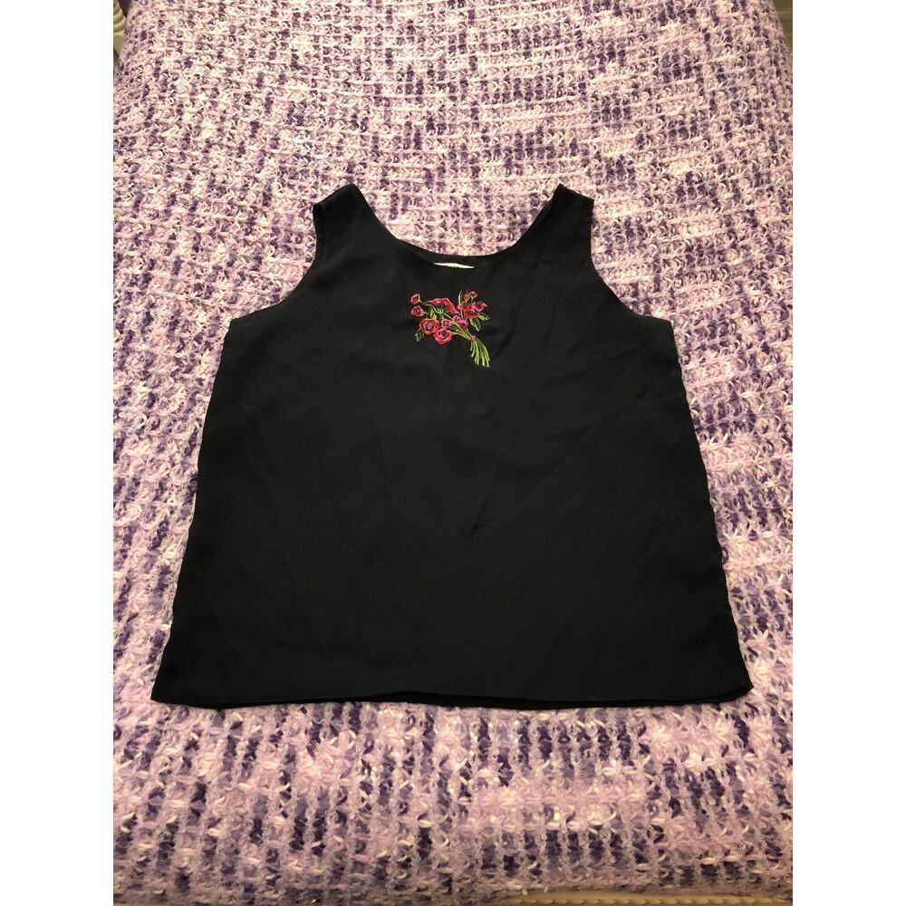 SK & Company Black Sleeveless Top w/Embroidery Size 12
